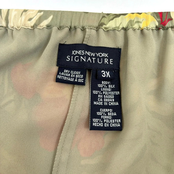 Jones New York Hawaiian Tropical Floral Print 100% Silk Midi Skirt Green 3X NWT - Picture 6 of 9